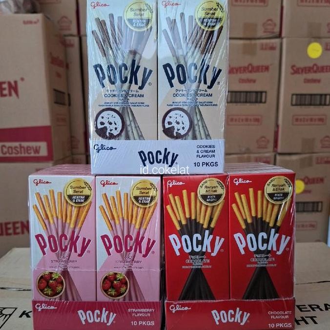 

Pocky Stick Coklat Strawberry Cookies Cream 20Gr - Snack 10 Box Original