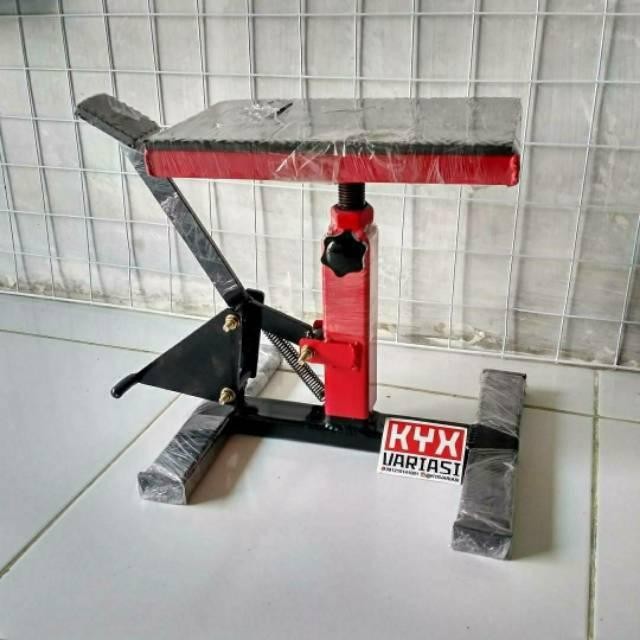 Kyxvariasi Jackstand Standar Paddock Tengah Dengan Uliran Pengatur Ketinggian Warna Merah Atau Hitam