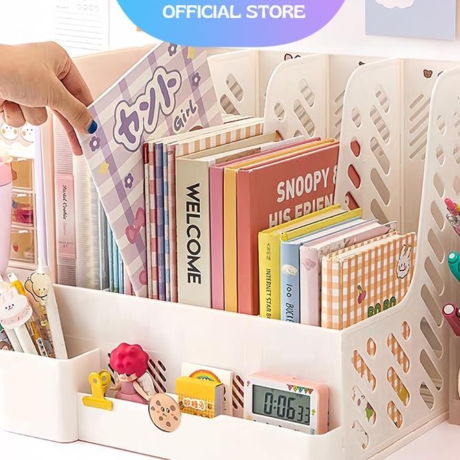 

Ready Aimilo Rak Buku Minimalis Aesthetic Tempat Buku Desktop Organizer File Serbaguna Box File Rak Buku Sekat