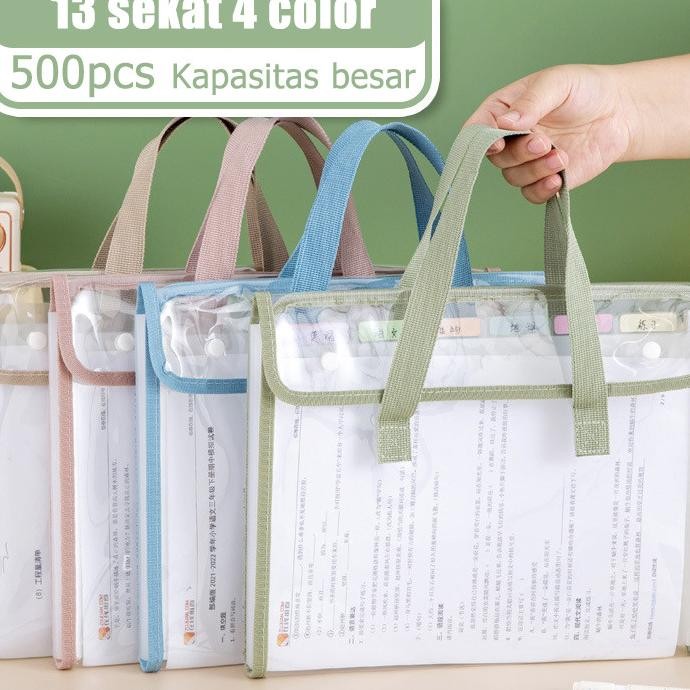 

13 Sekat Transparan File Folder A4 Portabel Document Bag Ukuran Folio Tas Berkas Folder Document Map Folder Bag