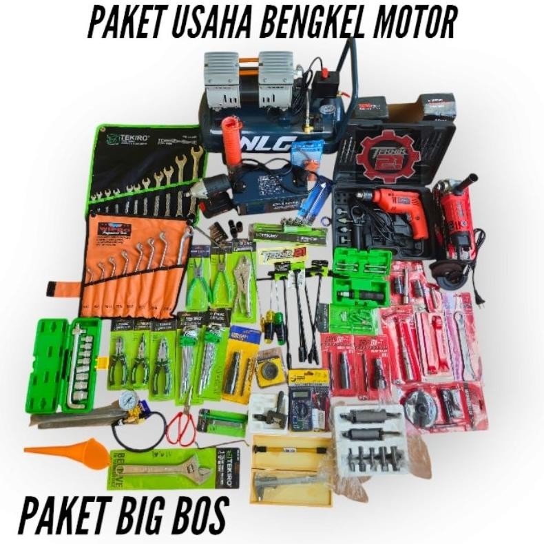 PAKET USAHA BENGKEL MOTOR TIPE BIG BOS ALAT BENGKEL MOTOR KOMPLIT