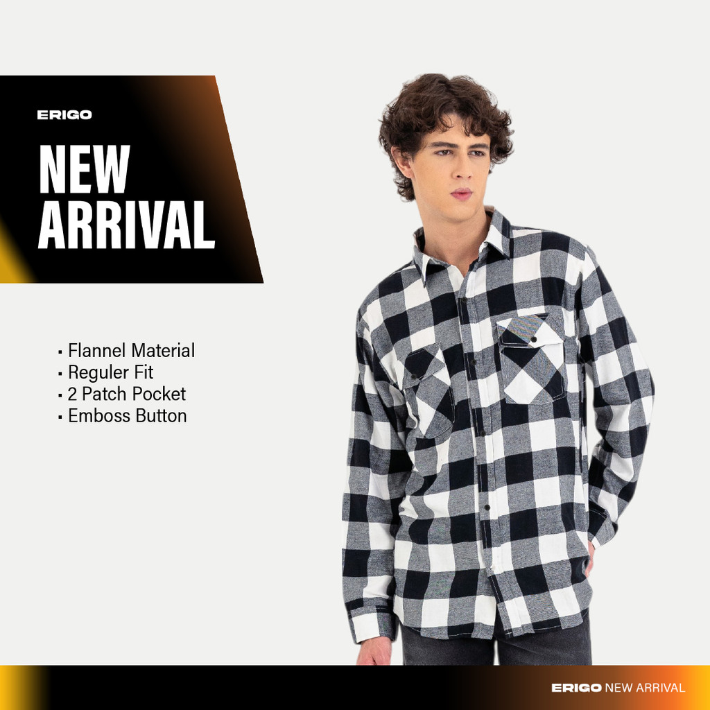 Erigo Flannel Shirt Neftali Black - Kemeja Lengan Panjang Flannel Unisex