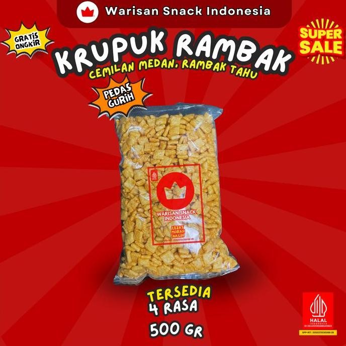 

(1/2 Ball) Kerupuk Rambak Tahu Kotak Warisan Snack Indonesia (425Gr), Makanan Ringan Krupuk Cemilan Murah Halal Pedas Daun Jeruk Food Keripik
