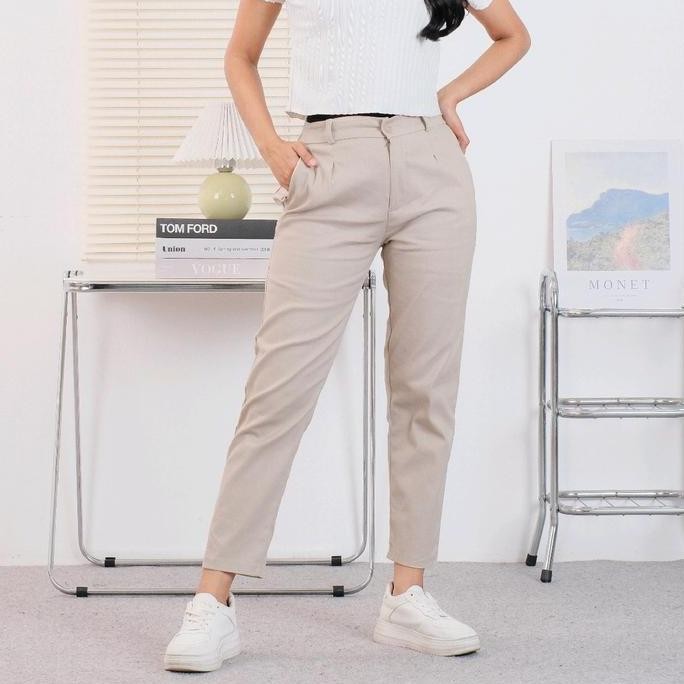 

Celana Chino Panjang Wanita Slimfit Pensil Stretch Katun Twill Premium