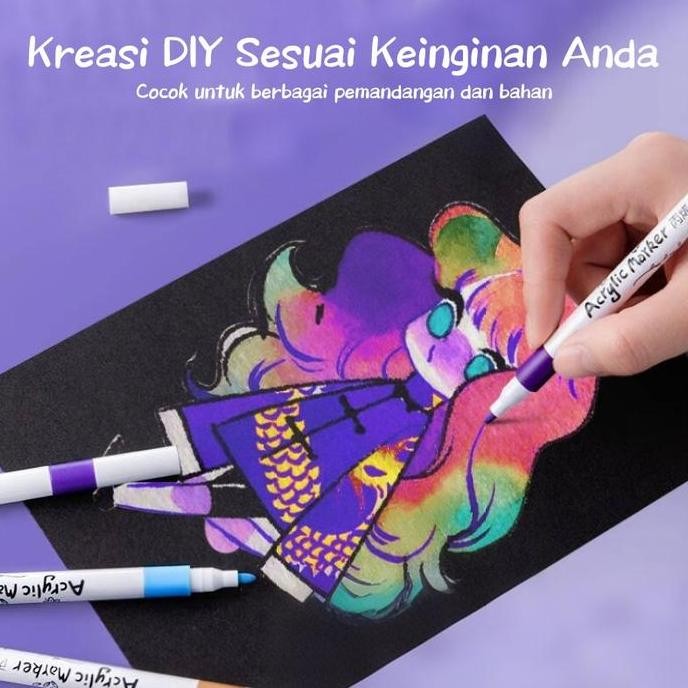 

Aimilo - Spidol Acrylic Marker Spidol Warna Warni 1 Set Diy Painting Akrilik Marker 48/60/80 Warna New Stok