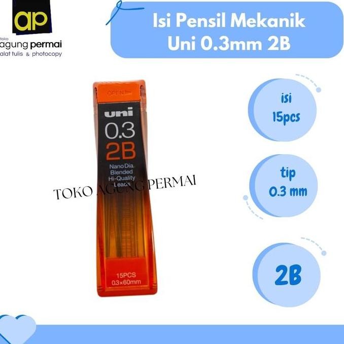 

Isi Pensil UNI Nano Dia 0.3mm 2B Isi 40 Leads Tidak Mudah Patah
