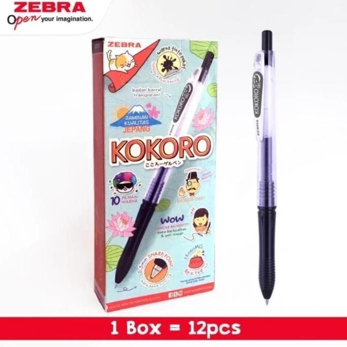 

Pen Kokoro Zebra Isi 12 Hitam - Ballpen Kokoro Gel Pen New Stok