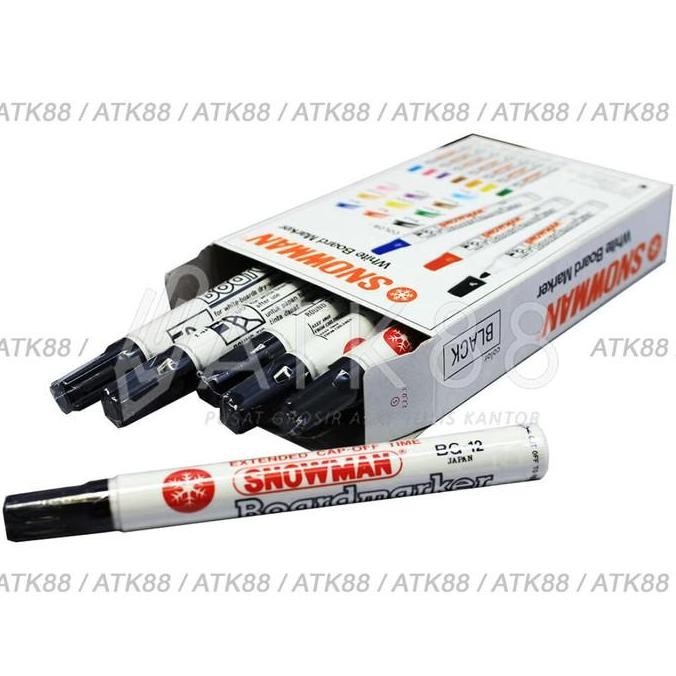 

1 Box Spidol Papan Tulis Whiteboard Bg-12 Snowman - 12Pcs New Stok