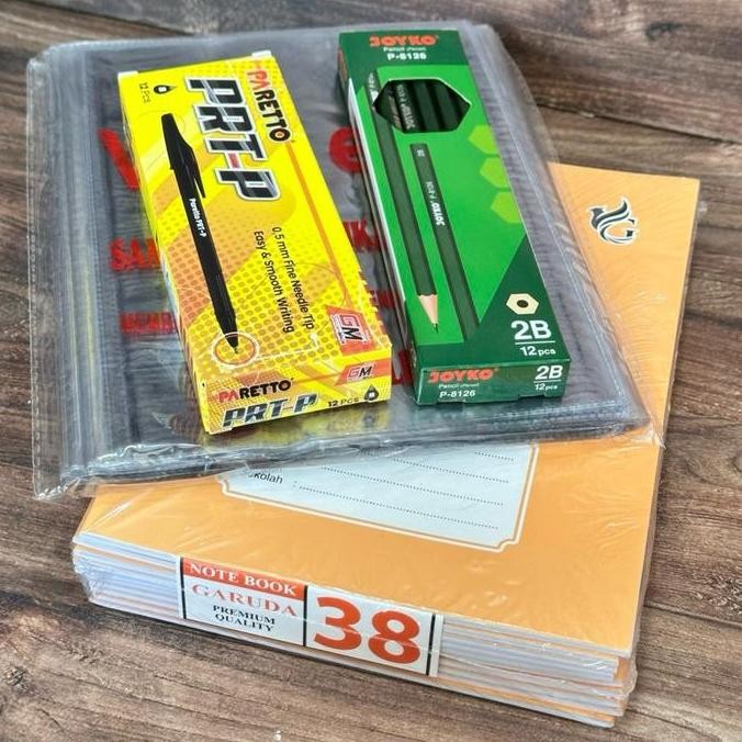 

Paket Buku Tulis Sampul Coklat 4in1 - Buku Mini + Pulpen + Pensil + Sampul Plastik