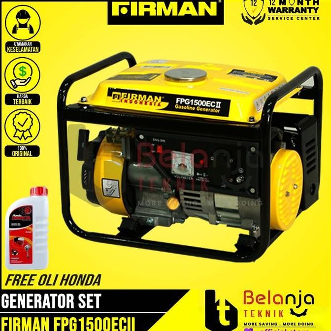 Firman Genset Bensin Fpg 1500 Ec Ii 850 Watt Generator Set Fpg1500