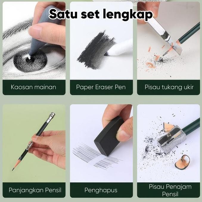 

Giorgione Set Kuas Sketsa & Pensil Arang Profesional + Penghapus G-101008