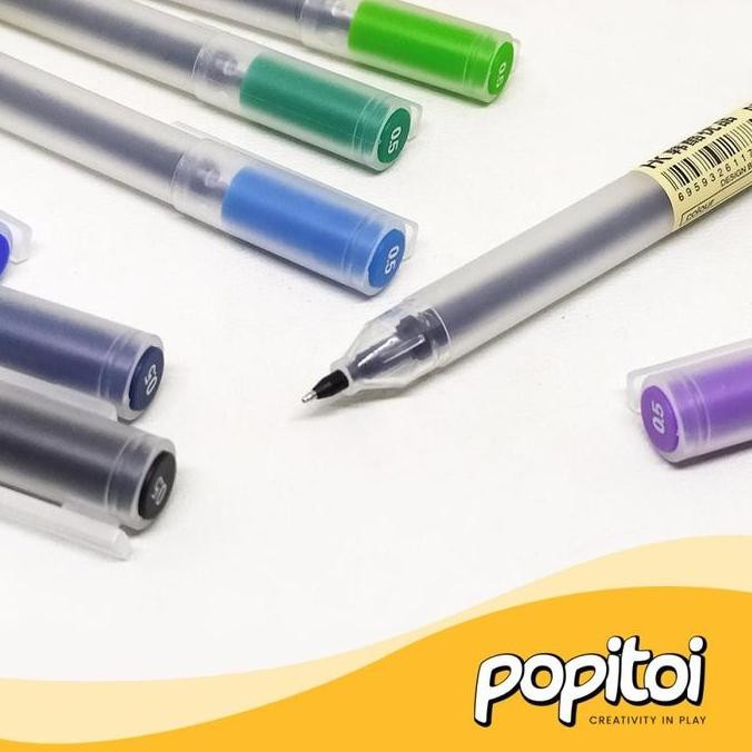 

Hk M*Ji Style Color Gel Pen Ballpoint Set Isi 12 Warna Warni New Stok