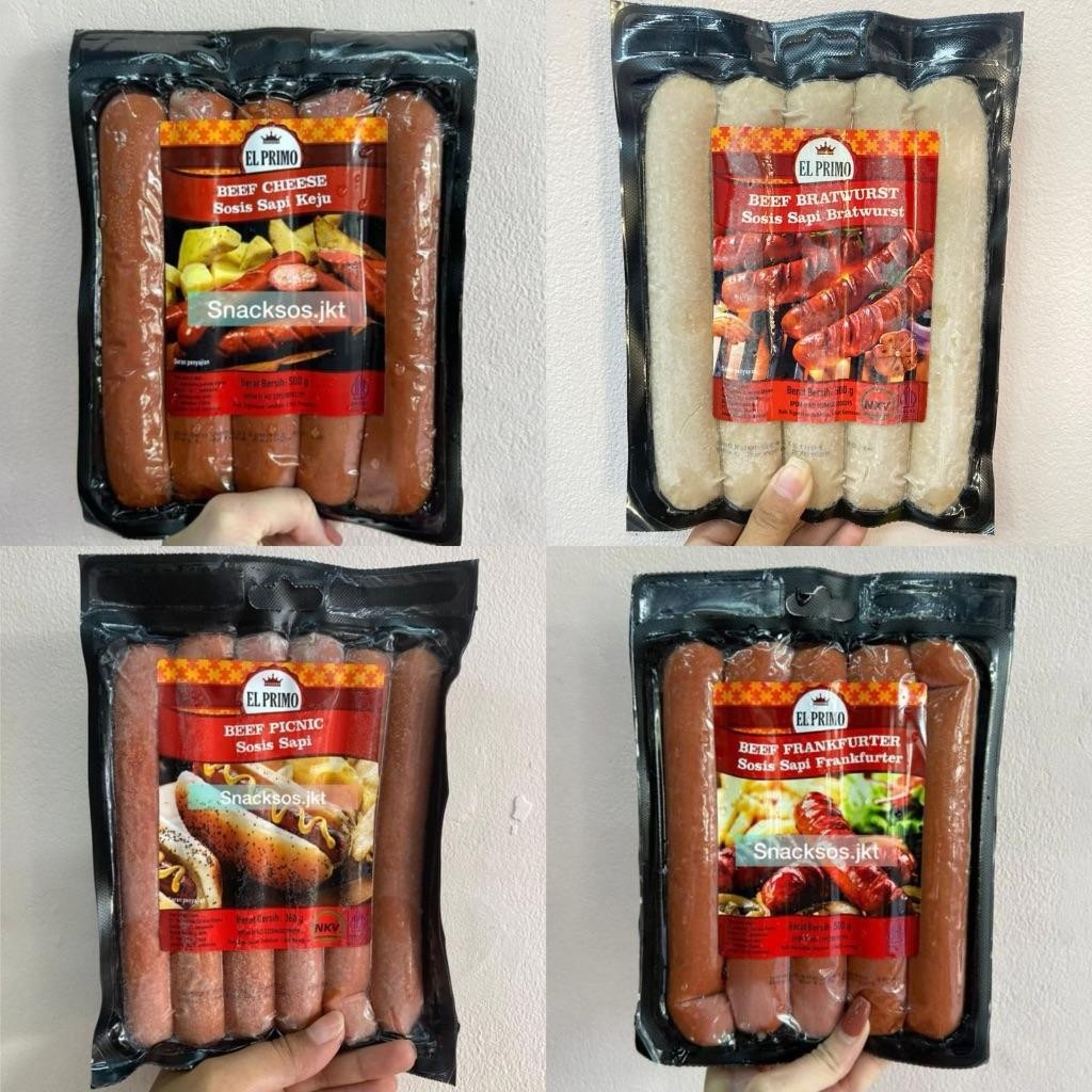 

Rkm Elprimo Sausage Cheese Beef Sosis Sapi Keju / Beef Picnic / Beef Frankfurter / Beef Bratwurst - El Primo