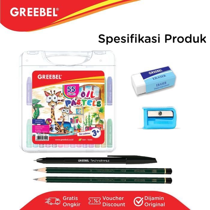 

EMS GREEBEL [Buy 1 Get 6] Crayon Krayon 55 Warna Lengkap Paket Alat Tulis (BUNDLING Krayon 55 Warna + Alat Tulis)