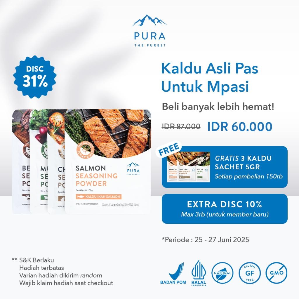 

Rkm Pura Kaldu Asli | 4 Bumbu Kaldu Ayam Kampung, Sapi, Jamur & Salmon (20Gr) - Seasoning Powder - Kaldu Mpasi - Bb Booster - No Msg - No Gula - Kaldu Serbaguna - Kaldu Alami