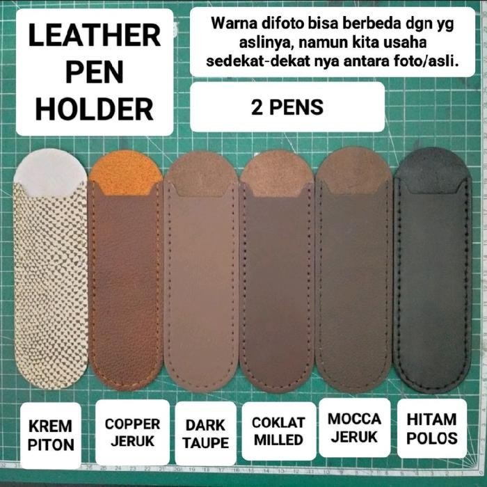 

EMS Sarung tempat pen pulpen pensil kulit sapi asli leather pen case 2 pen