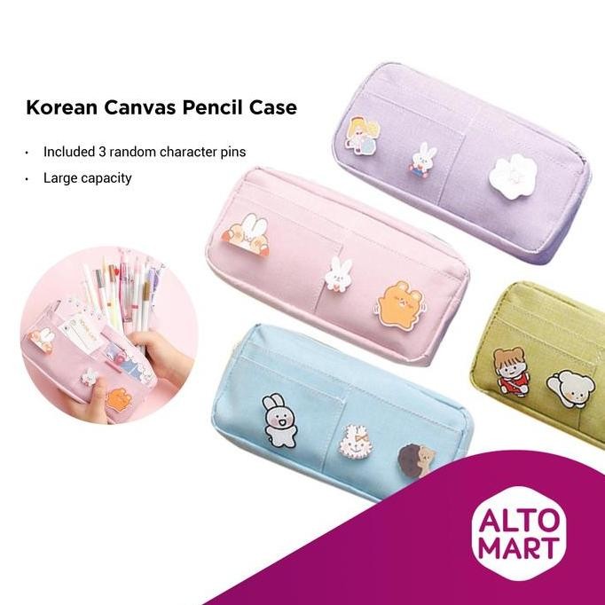 

Korean Canvas Large Capacity Pencil Case Kotak Pensil Kanvas Besar New Stok