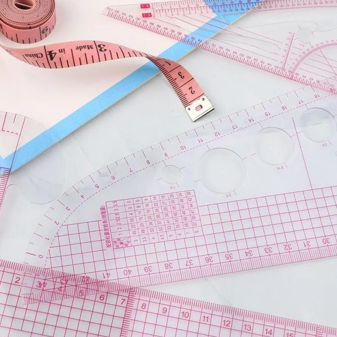 

7 Pcs Penggaris Pola Baju Set Lengkap Set Penggaris Pola Jahit Mistar Jahit Untuk Buat Pola Garisan Pola Jahi New Stok