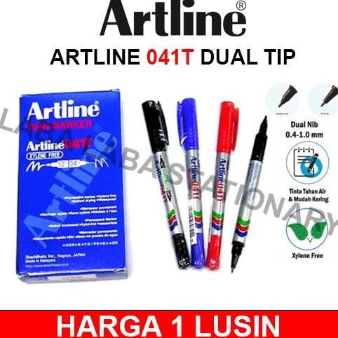 

SPIDOL ARTLINE 041T TWIN MARKER 041 T XYLENE FREE MADE IN JAPAN 0.4 MM DAN 1.0 MM DUAL TIP DUA MATA