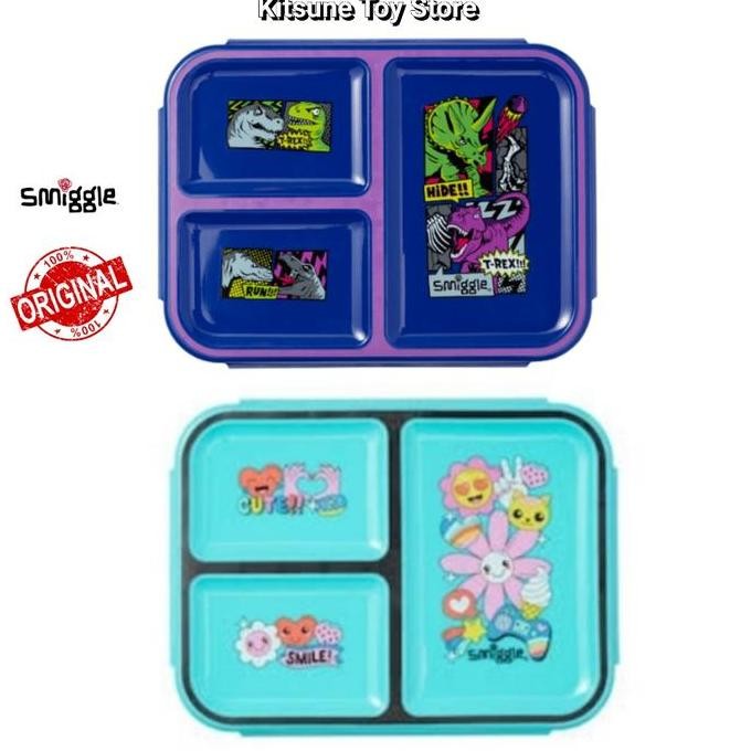 Smiggle Bright Side Boost Trio Lunchbox Original - Kotak Bekal Makan