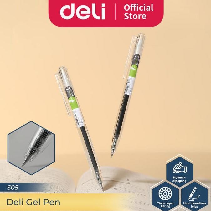 

Deli Pulpen Gel / Gel Pen Hitam 0.5Mm S05 12 Pcs New Stok