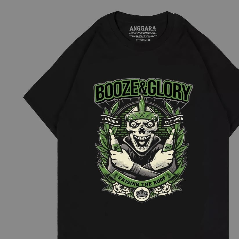 Promo Kaos Booze And Glory Raising The Roof Kaos Band Punk Distro Pria Wanita