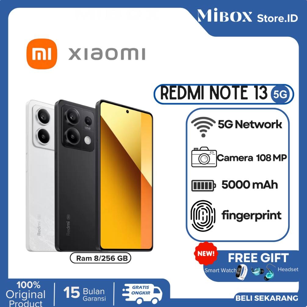 Redmi Note 13 5G Ram 8/256 GB, "AMOLED" Gorilla Glass 5,5000 mAh Garansi Resmi Official DiM