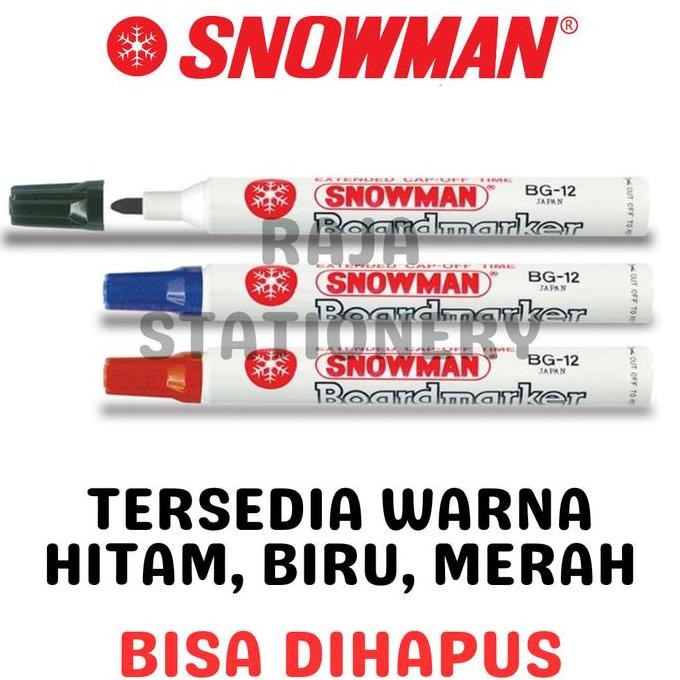 

Snowman Whiteboard Marker Black Blue Red Bg-12 Spidol Papan Tulis Hitam Biru Merah Bg-12 Lusin Box [12Pcs] New Stok