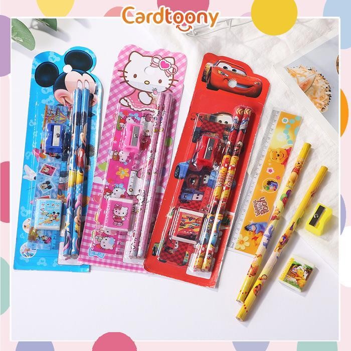 

EMS Paket Alat Tulis Stationery Set Kartun Pensil Penghapus Penggaris Lentur Serutan Rautan Lucu Imut Hewan Bear Rabbit Kado Souvenir