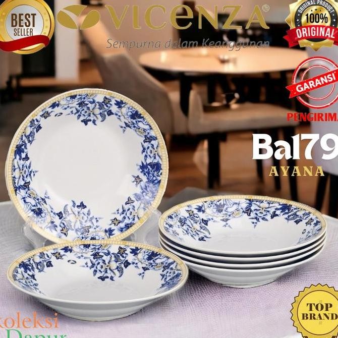 Plate 9 inch BA179 (1 lusin Piring Makan Motif AYANA) VICENZA Garansi