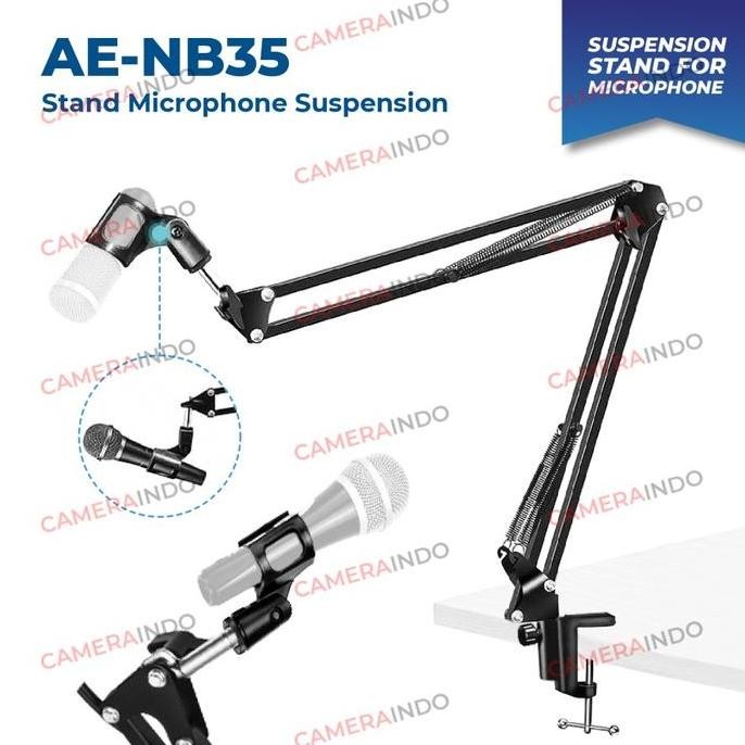 AENB35 Arm Stand Boom Mic Stand - Dudukan Mic Scissor Meja Podcast