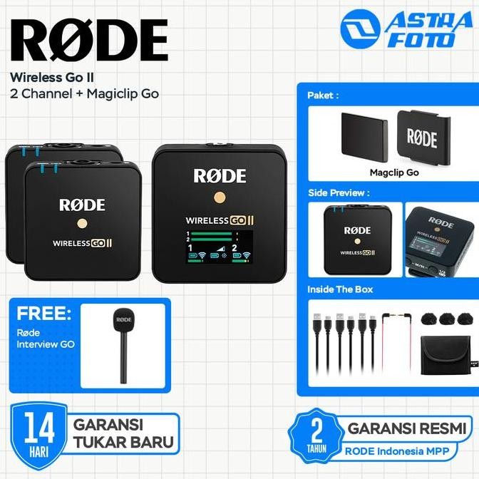 Rode Wireless Go II Mic Wireless Dual Channel - Kamera HP DSLR Original