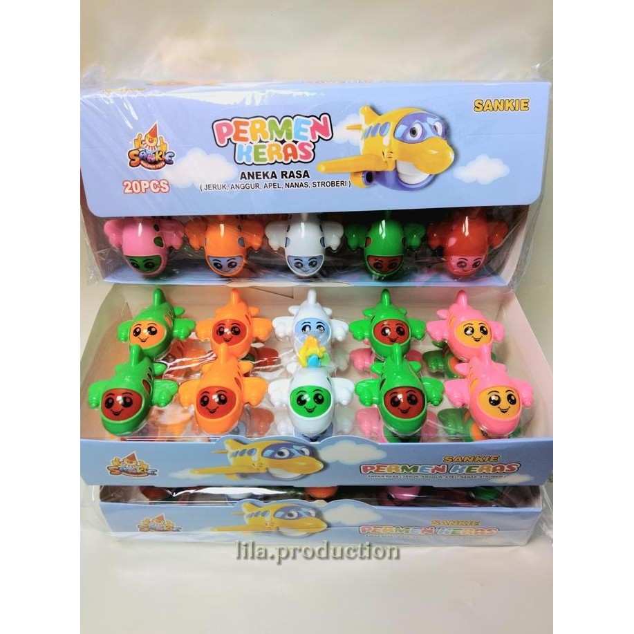 

Sankie Permen Pesawat Jet 1 Kotak Isi 20 Pcs Permen Aneka Rasa Buah + Mainan Bpom Ri Halal Makanan Ringan Permen Viral Candy Food Snack Cemilan Gummy