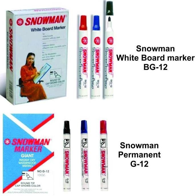 

Spidol Snowman Whiteboard Bg-12 / Permanent G-12 (1 Pak Isi 12 Pcs) New Stok