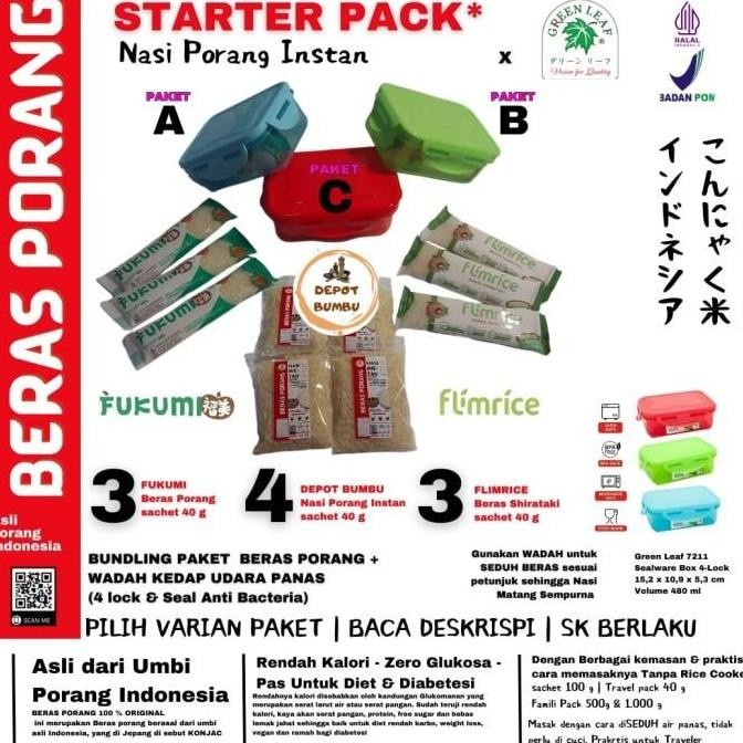

FLIMRICE Beras Shirataki - FUKUMI Beras Porang - DEPOT BUMBU Nasi Porang Instan - STARTER PACK GRATIS Wadah Seduh pilih P88