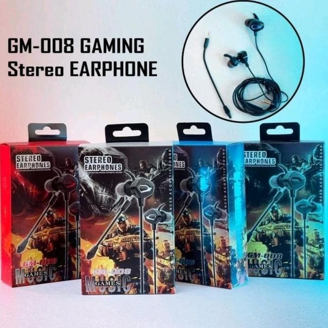 Headset Gaming GM008 Handsfree Stereo Mic Bass Noise Cancelling Gaming Earphone
