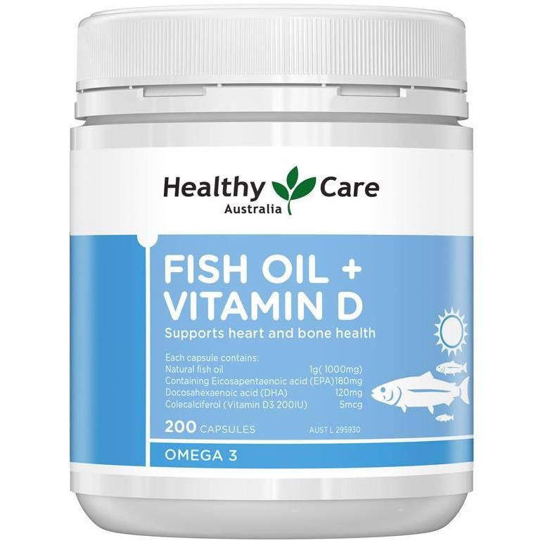 Healthy Care Fish Oil  Vitamin D  200 Capsules