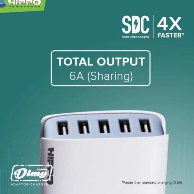 TERBARU Kepala Charger Travel HIPPO 5 Port 10 A SDC ORIGINAL
