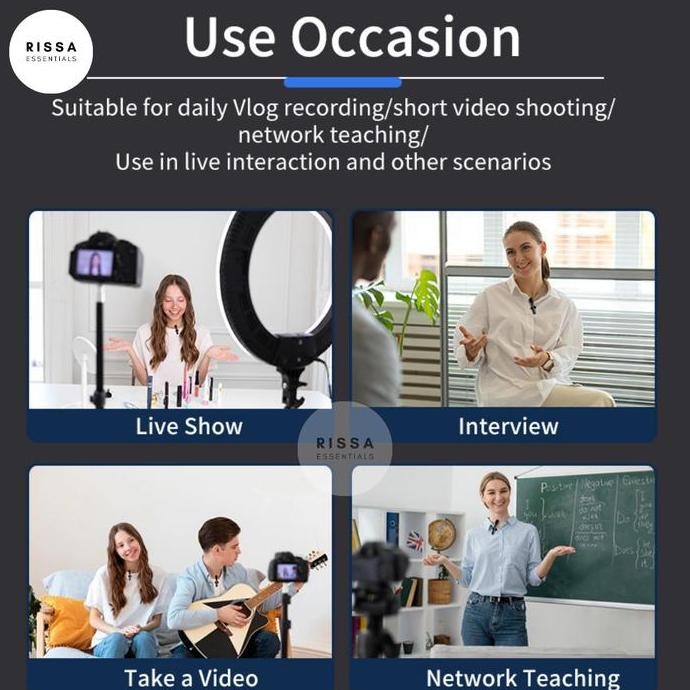 Mic Wireless RISSA Bluetooth - Mic Clip On HP Android iOS Live Vlog