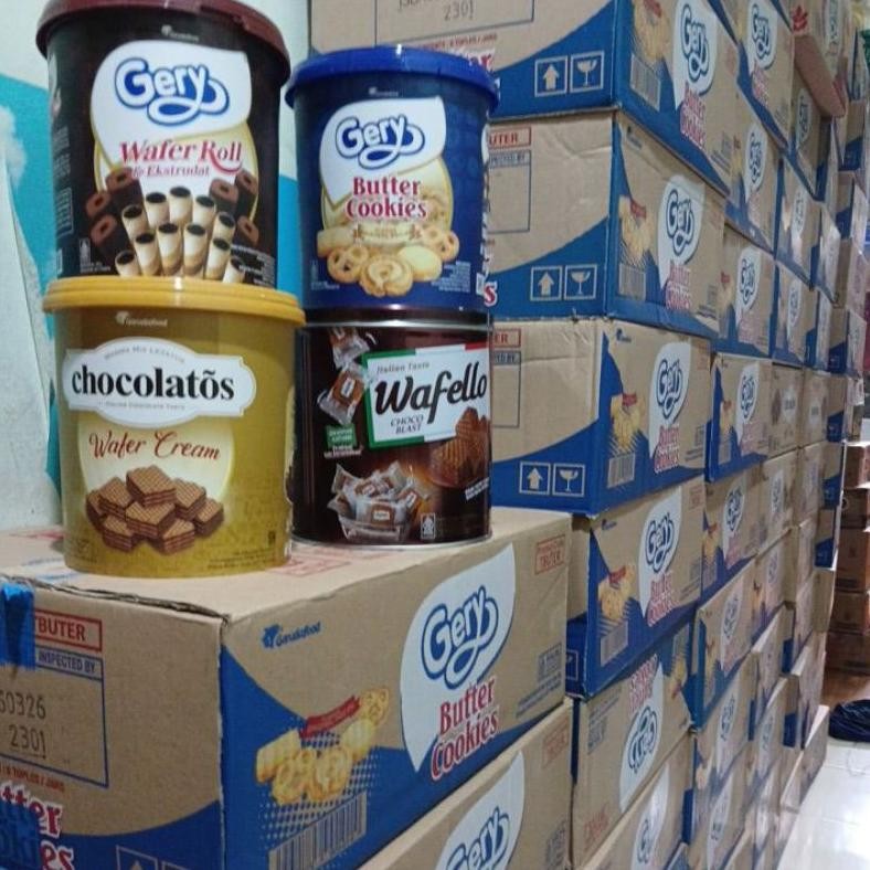 

gery butter cookies, gery wafer roll, gery wafercream ,per dus isi 6 kaleng.