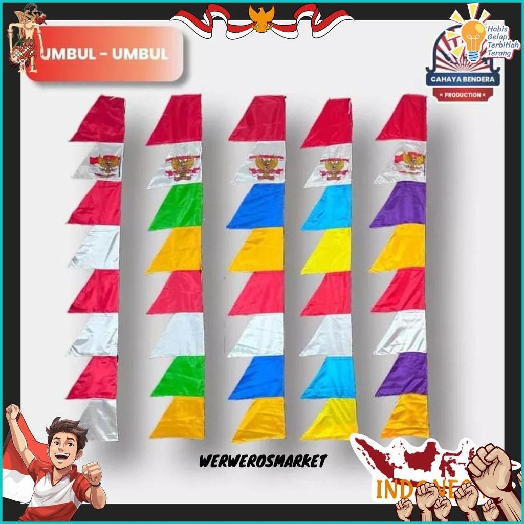 Umbul Umbul/Bendera Umbul Umbul Merah Putih Dan Warna Warni 2,7 Meter Terlaris