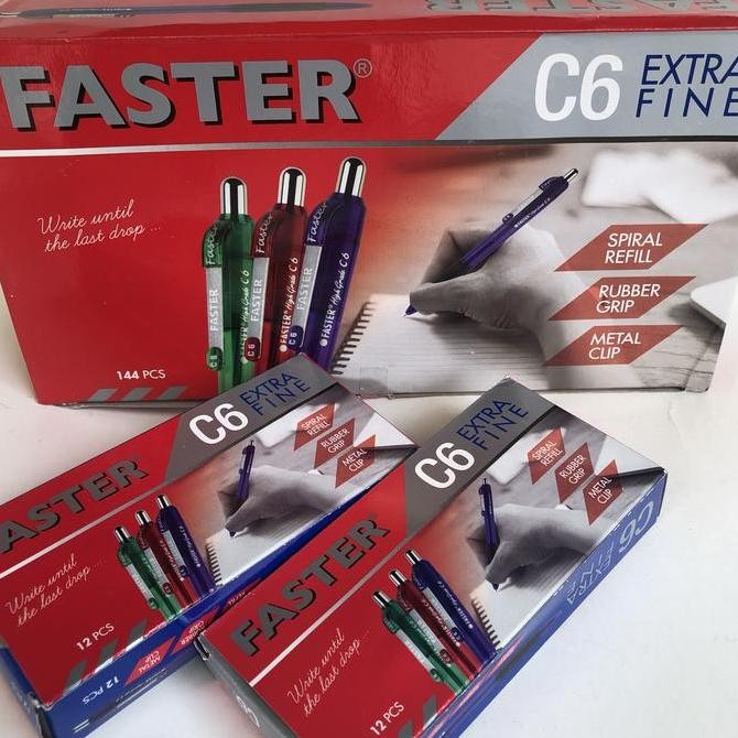 

Ballpoint Pulpen Bolpen Faster C6 Black/Blue New Stok