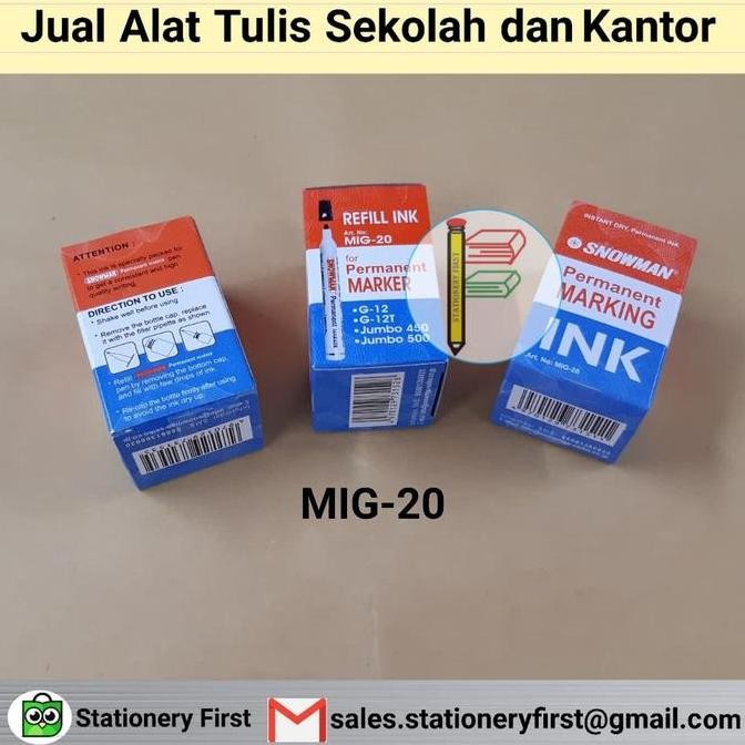 

Tinta Isi Ulang Refill Permanent Ink Spidol Snowman Mig-20 New Stok