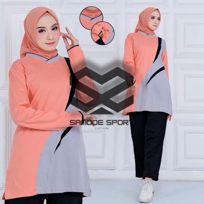 Setelan Baju Olahraga Couple Wanita Terbaru/Setelan Trening Olahraga Wanita Muslim/Seragam Baju Dan 