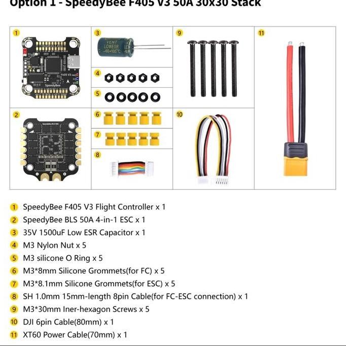 ready Speedybee F405 v3 FC Stack GPS Blackbox Bluetooth ESC 50A BLheli_s