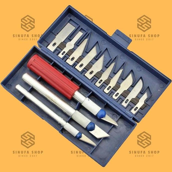 

1Set Pisau Seni Ukir Kayu 13 In 1 Wood Crafting Knife Dengan 3 Handle