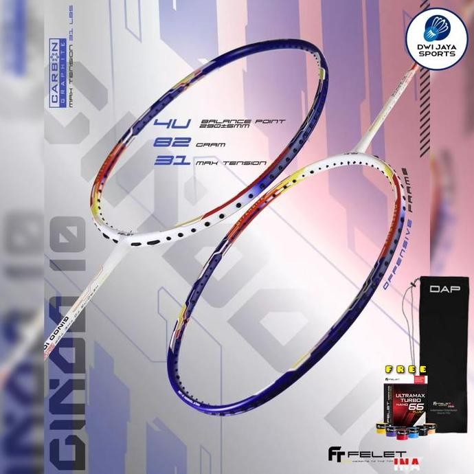 Raket Badminton Felet GINOO 10 | Felet ginoo 10 original | Raket Felet Ginoo 10