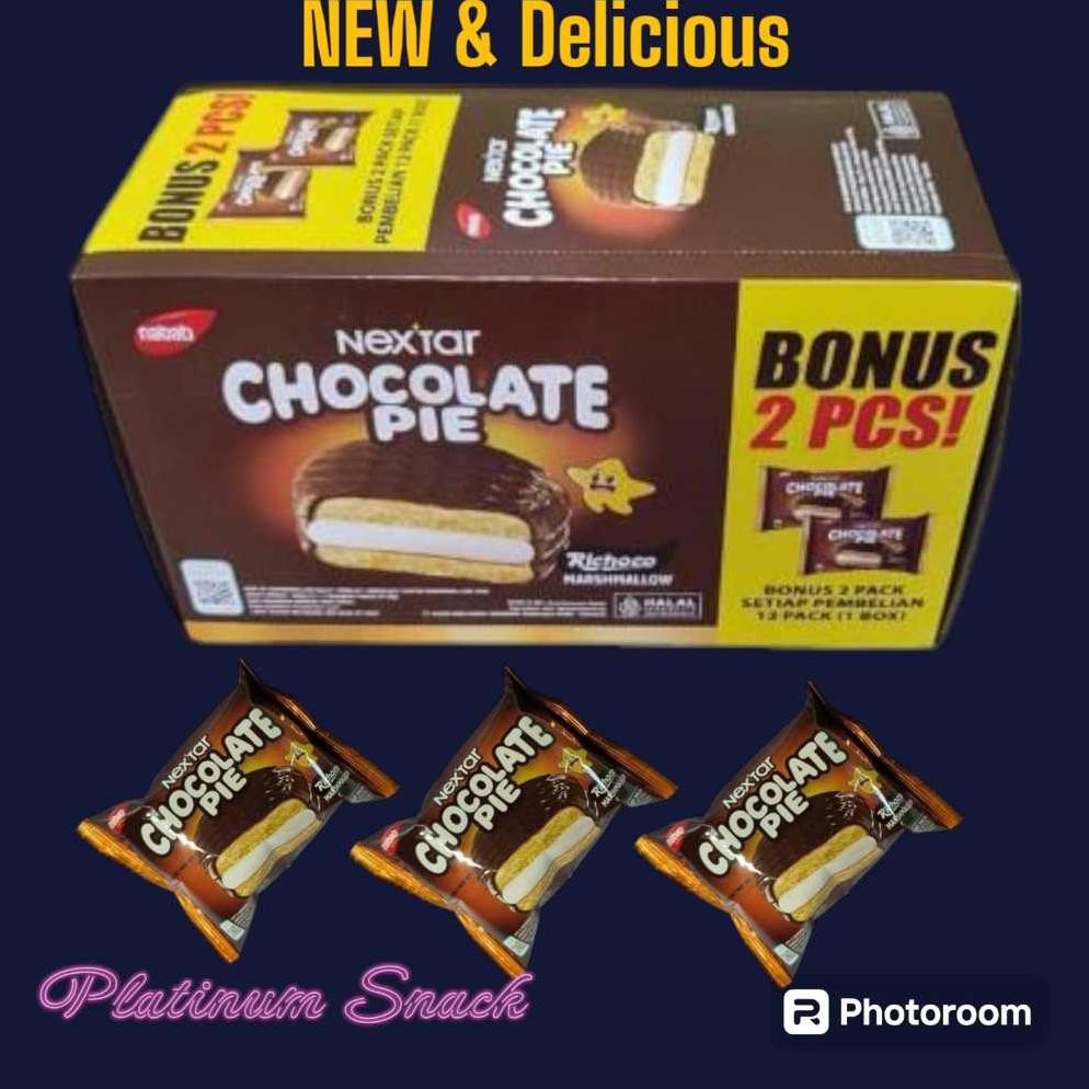 

Nextar Chocolate Pie Marshmellow | Isi 12 Pcs @ 28 Gr | Nabati