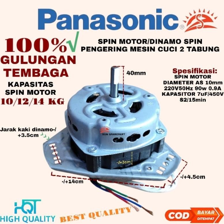 Spin Motor/dinamo Pengering kapasitas 10-14 KG mesin cuci Panasonic 2 Tabung gulungan 100% Tembaga D