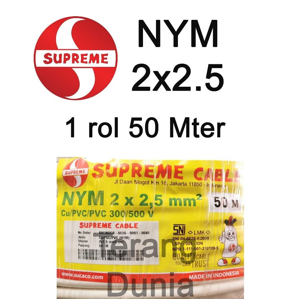Kabel Tunggal Supreme NYM 2x2.5 Kabel NYM 2x2.5 Supreme Rol 50 meter Kabel NYM 2x2.5 50meter Supreme